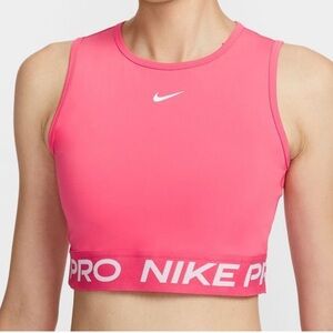 Nike Pro Women's Dri-FIT Cropped Tank Top - Size L - Pink 🔥